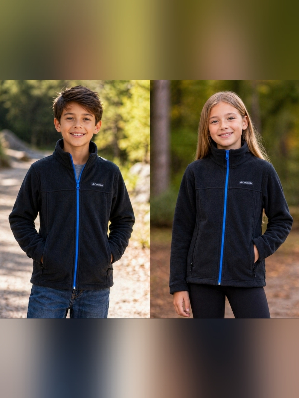 Columbia Black Fleece Jacket with Blue Zipper. Size L Boys/Girls